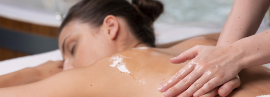 female client at the rena spa at the midland lying down and rece
