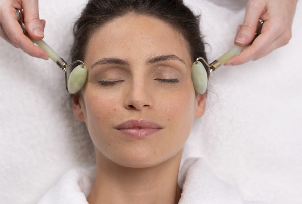 female client at the midland rena spa receiving eye treatment
